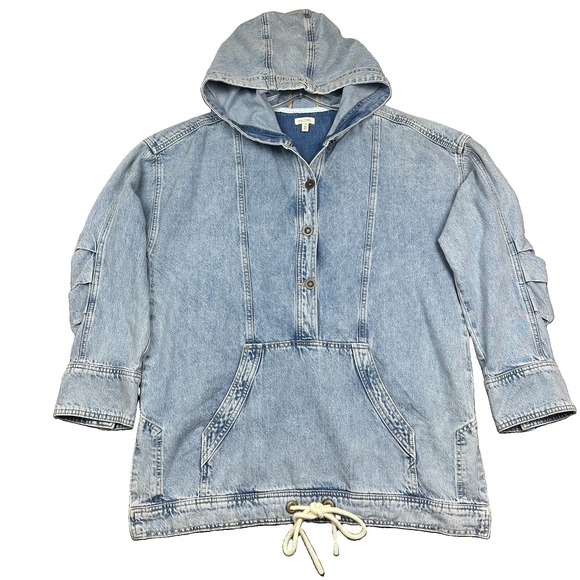 Pilcro Jackets & Blazers - Pilcro Antropologie Denim Pullover Top Jacket Hooded Women's L/XL Pockets Snap
